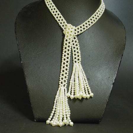 Estate white pearls rope necklace made in USA